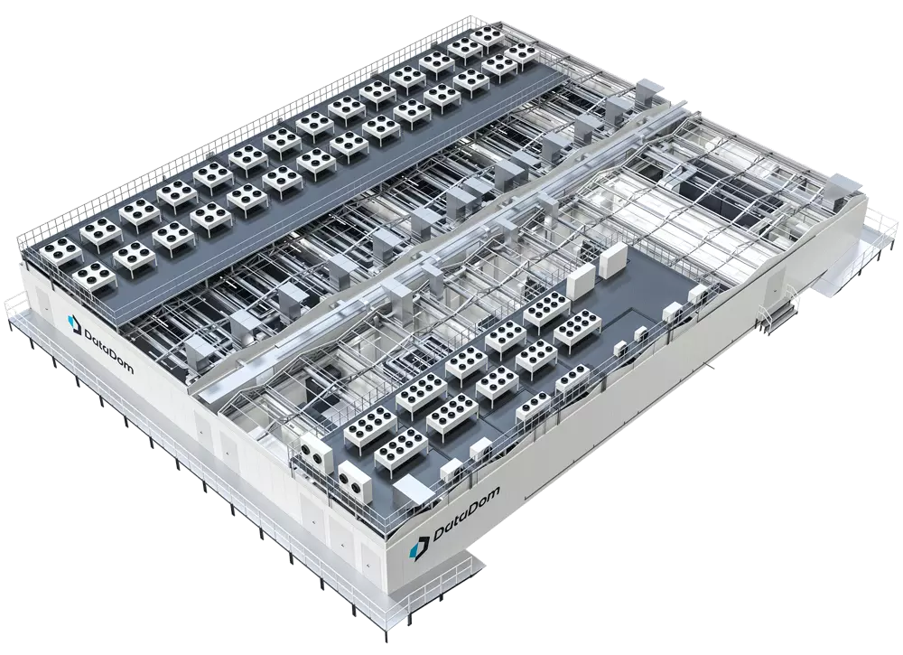 vista prospetto componenti interni datacenter scale