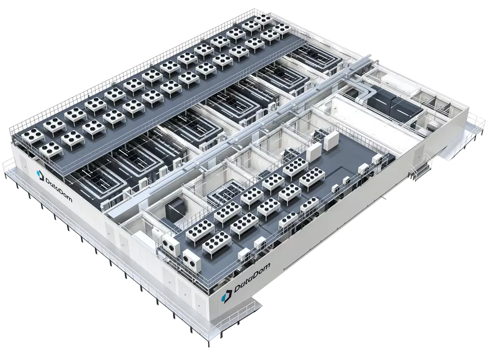 vista prospetto componenti interni datacenter scale