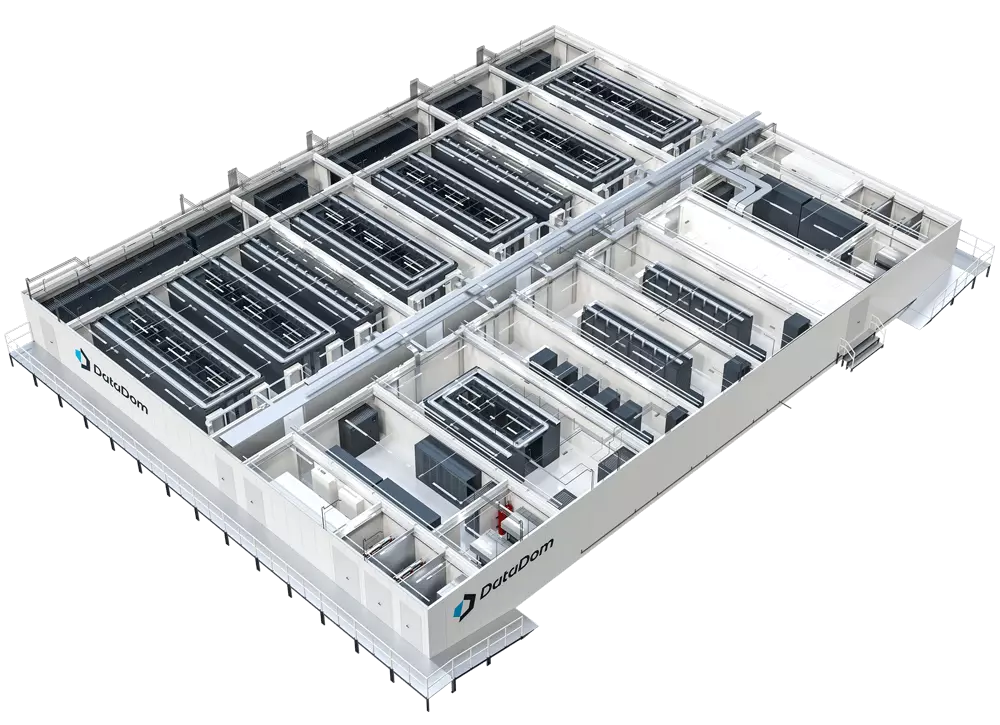 vista prospetto componenti interni datacenter scale