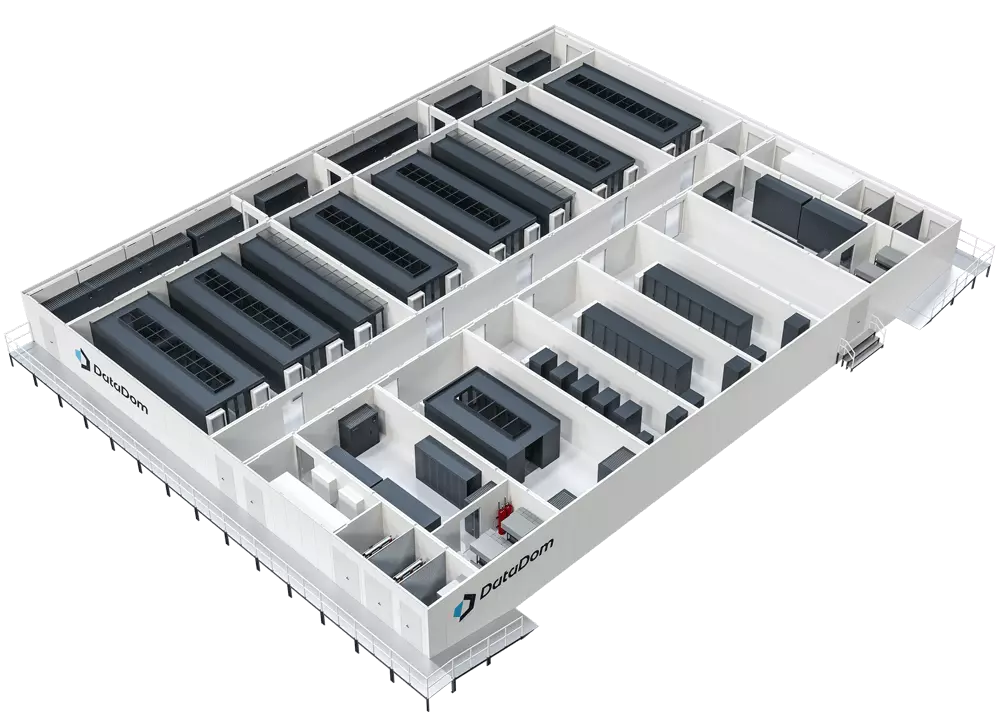 vista prospetto componenti interni datacenter scale