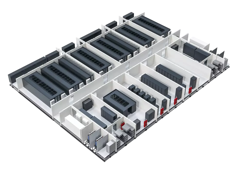 vista prospetto componenti interni datacenter scale