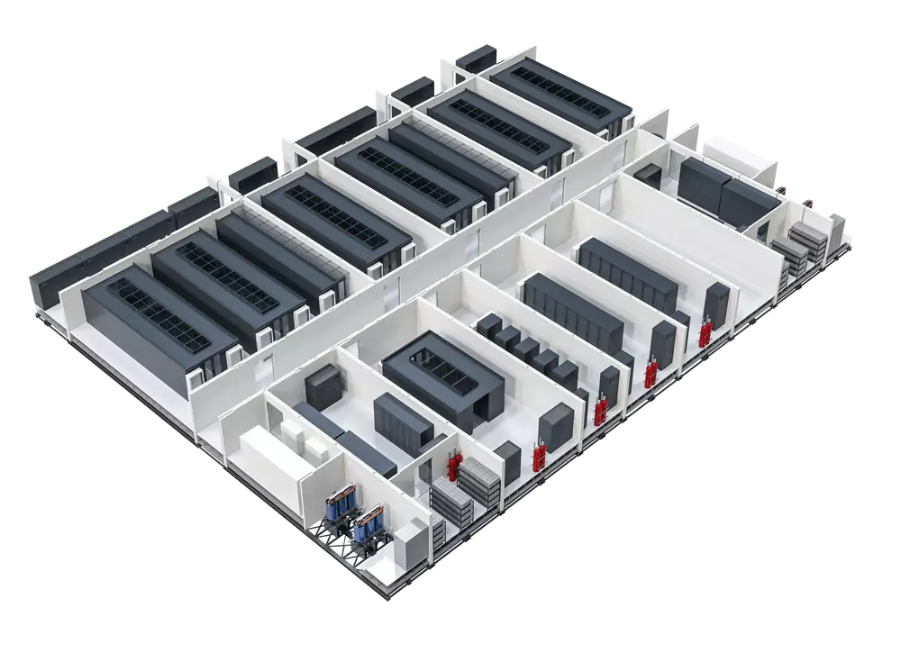 vista prospetto componenti interni datacenter scale
