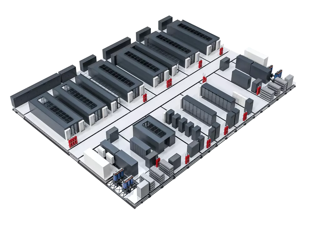 vista prospetto componenti interni datacenter scale